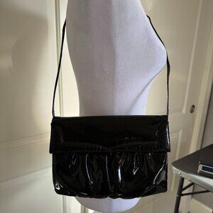 Vintage Black Patent Leather Clutch Bag by Mardane